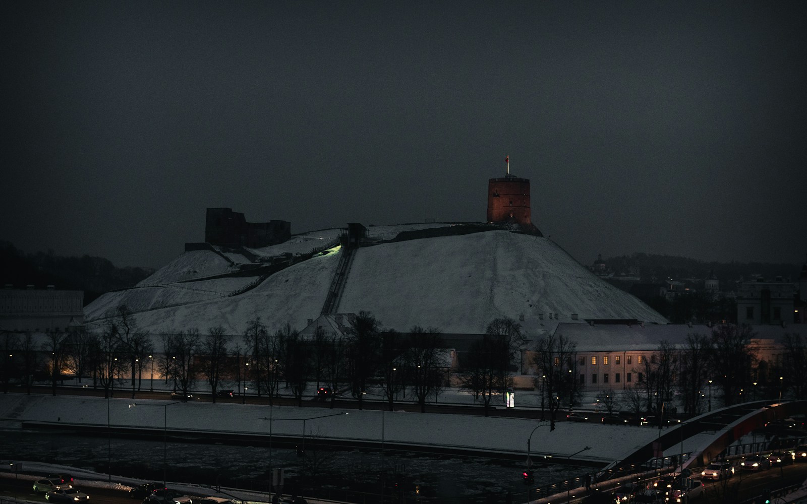 a large mound of snow on top of a building