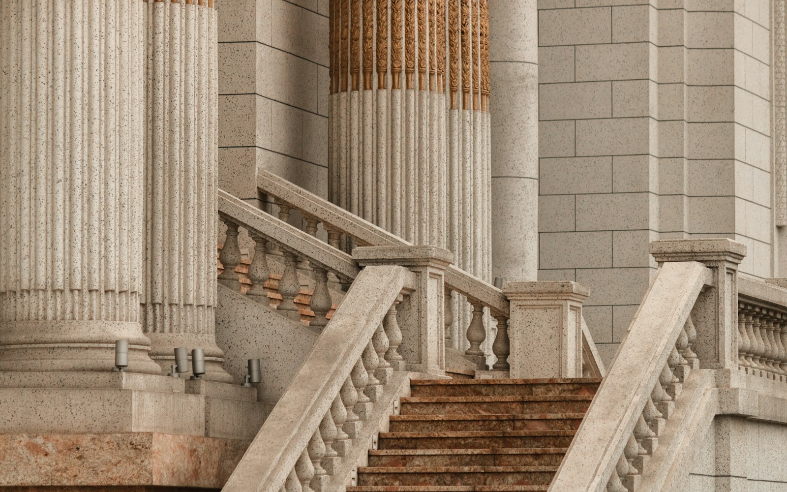 Stone staircase with classical columns